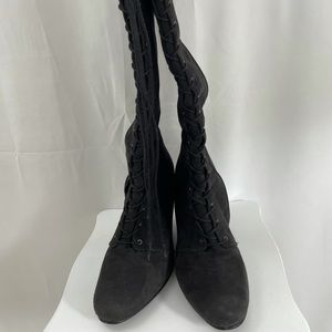 Stuart Weitzman Lace-Up Wedge Suede Boots